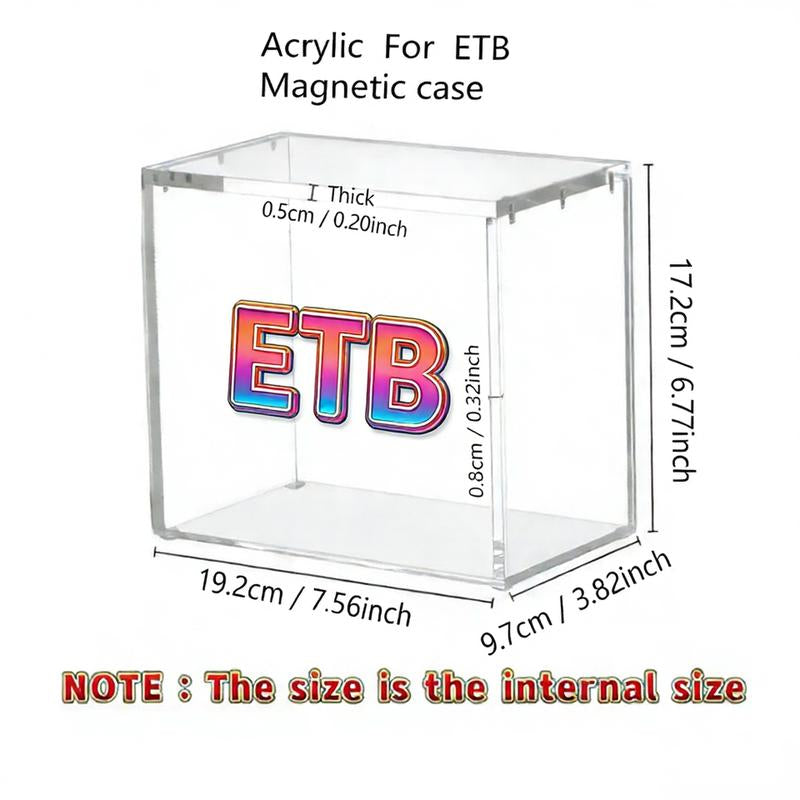 ETB Acrylic Clear Magnetic Display Case, 5Mm Thick Uv-Resistant Display Box, Magnetic Closure Made Easy Top Loading Ultra Boxes for Display Compatible with PKMN Booster Boxes, 1 Count Dustproof and Waterproof Display Box Card Protector(1-Pack)