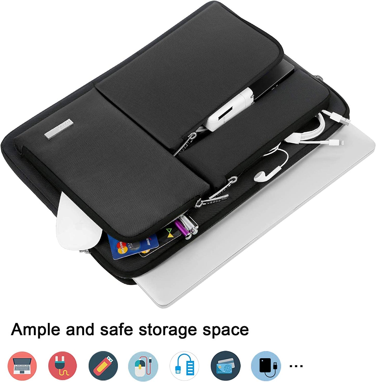 Lacdo 360° Protective Laptop Sleeve Case for 14 Inch HP Chromebook 14 / X360 14A / HP Stream 14, Acer Swift / Chromebook 314, 14" Ideapad Chromebook S330 ASUS Dell Portable Laptop Computer Bag, Black