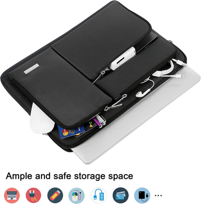 Lacdo 360° Protective Laptop Sleeve Case for 14 Inch HP Chromebook 14 / X360 14A / HP Stream 14, Acer Swift / Chromebook 314, 14" Ideapad Chromebook S330 ASUS Dell Portable Laptop Computer Bag, Black