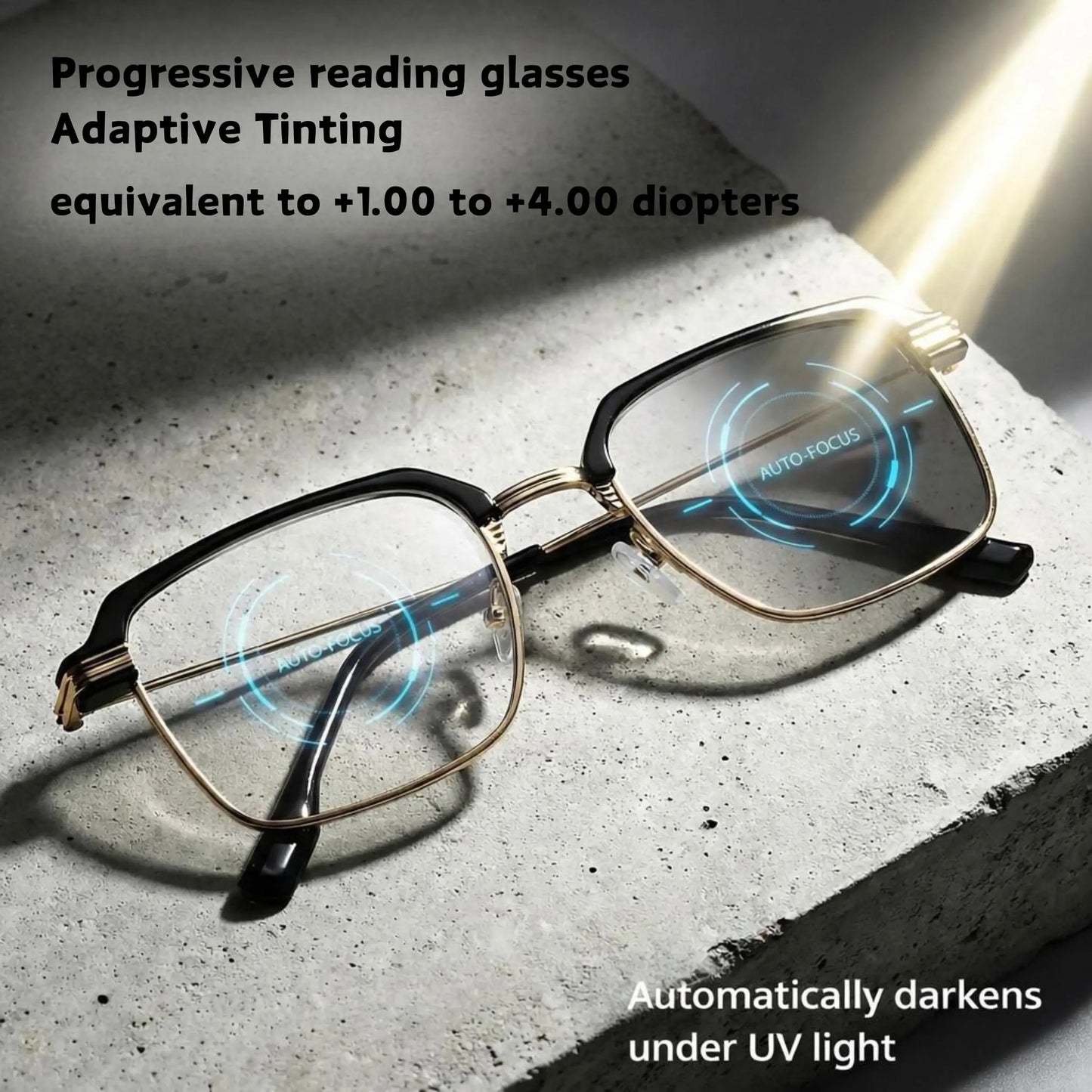 Frameless Progressive Reading Glasses with HD Blue Lightfiltering Clear Lenses HD Vision for Reading Computer Gaming and Street Style Unisex Women/Men Daily Lightweight Comfort (Equivalent +1.00 To+4.00)