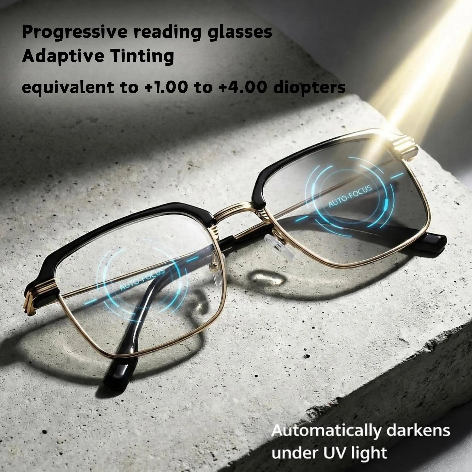 Frameless Progressive Reading Glasses with HD Blue Lightfiltering Clear Lenses HD Vision for Reading Computer Gaming and Street Style Unisex Women/Men Daily Lightweight Comfort (Equivalent +1.00 To+4.00)