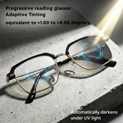 Frameless Progressive Reading Glasses with HD Blue Lightfiltering Clear Lenses HD Vision for Reading Computer Gaming and Street Style Unisex Women/Men Daily Lightweight Comfort (Equivalent +1.00 To+4.00)
