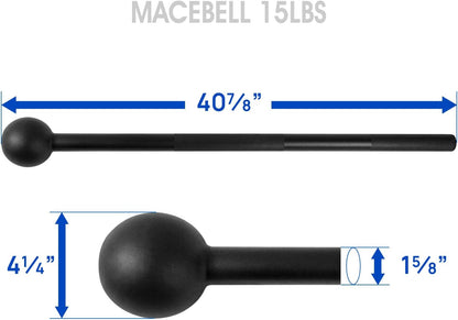 Yes4All Steel Mace Bell for Strength Training, Support Full Body, Muscles, Shoulder, Grips & Forearms Workouts, Stretching 5, 7, 10, 15, 20, 25, 30 LB for Woman & Man
