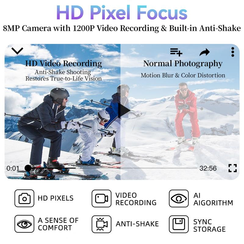 AI Smart Sports Camera Glasses: 2K Video/Photo + 260Mah Long Battery + HD Calls | Waterproof for Cycling/Skiing/Hiking | Perfect for New Year’S Long Weekend Getaways