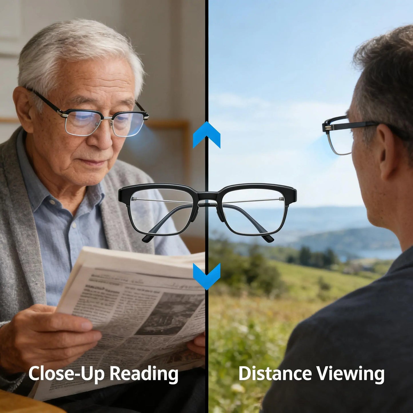 Frameless Smart Zoom Reading Glasses! Auto - Adjust +1.00 - 7.00 Diopters. Blue Light Filter for HD Eye Protection. Unisex with Soft Silicone Nose Pads, Comfortable, Lightweight, Durable, Convenient & Fashionable.