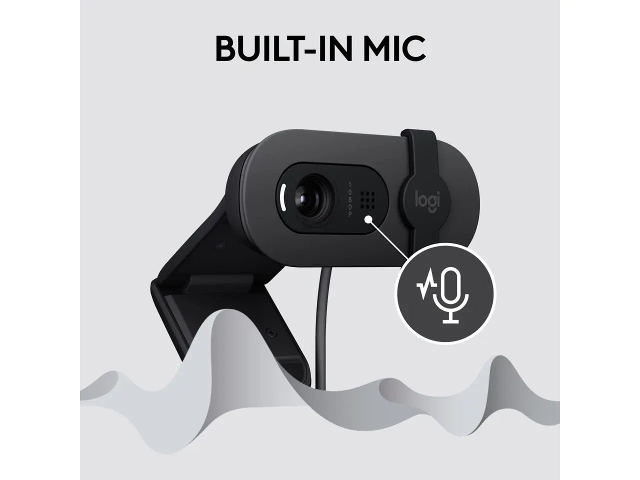 Logitech Brio 100 Full HD Webcam for Meetings and Streaming, Auto-Light Balance, Built-In Mic, Privacy Shutter, USB-A, for Microsoft Teams, Google Meet, Zoom and More - Graphite