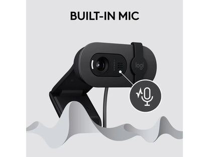 Logitech Brio 100 Full HD Webcam for Meetings and Streaming, Auto-Light Balance, Built-In Mic, Privacy Shutter, USB-A, for Microsoft Teams, Google Meet, Zoom and More - Graphite