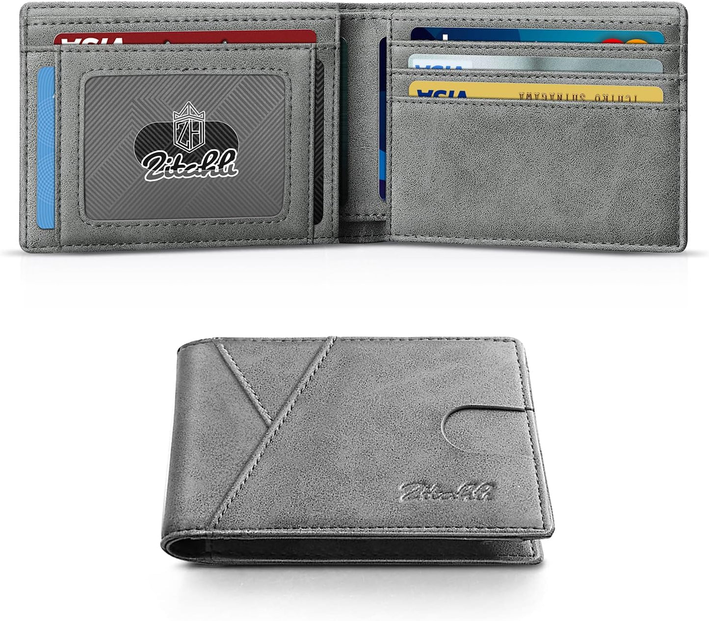 Zitahli Bifold Wallets for Men - Slim RFID Leather Credit Card Holder for 6-11 Cards, Minimalist Thin Wallet with ID Window & Cash Slot,Front Pockt Carteras Para Hombres, Birthday Gifts for Men | Slim