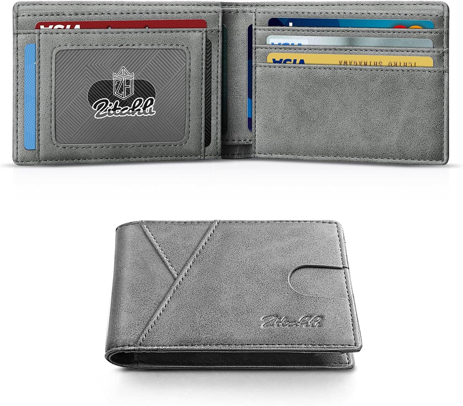 Zitahli Bifold Wallets for Men - Slim RFID Leather Credit Card Holder for 6-11 Cards, Minimalist Thin Wallet with ID Window & Cash Slot,Front Pockt Carteras Para Hombres, Birthday Gifts for Men | Slim