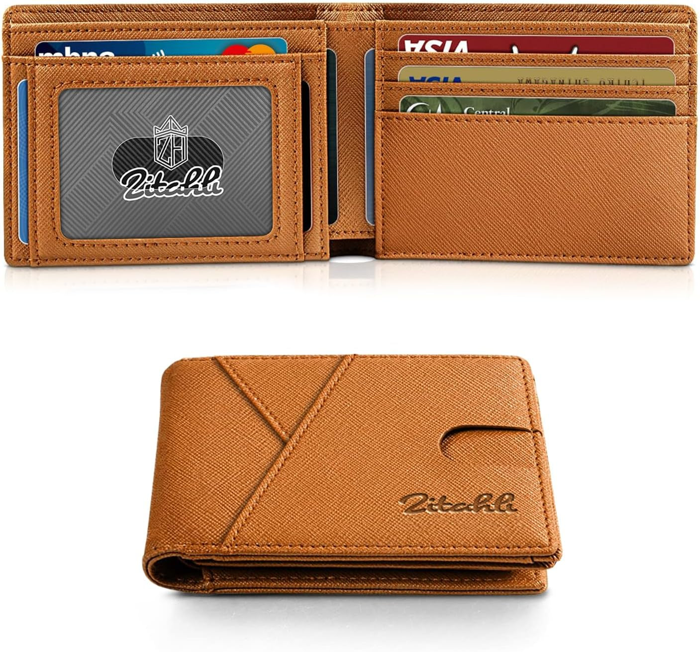 Zitahli Bifold Wallets for Men - Slim RFID Leather Credit Card Holder for 6-11 Cards, Minimalist Thin Wallet with ID Window & Cash Slot,Front Pockt Carteras Para Hombres, Birthday Gifts for Men | Slim
