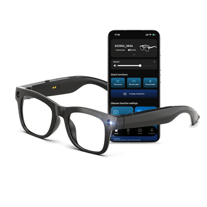 HUGUR AI Smart Camera Glasses with 8MP Lens & Photochromic Lenses Touch Control for Hands-Free Outdoor Travel Photography 160 Language Real-Time Translation Bluetooth Wearable Video Recorder UV Protection Multifunctional