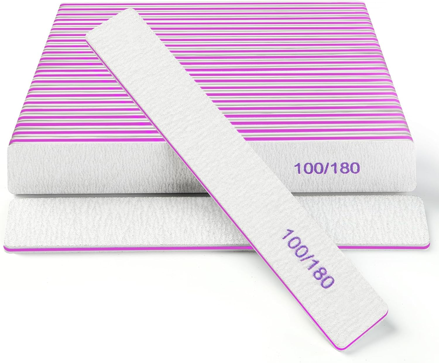 Nail Files (30 Pack), 100/180 Grit Double Sided Emery Boards for Natural & Acrylic Nails, Reusable Manicure for Women & Men, Professional Fingernail Filer & Lima De Uñas for Salon & Home Use