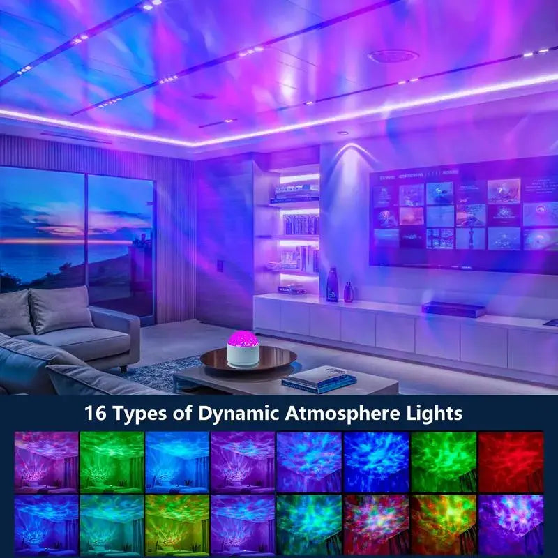 [2026 New Upgrade] 2-In-1 Ocean Wave Projector & Shower Light - 16-Color LED Bedroom Light with 3D Water Ripple Effect, Usb-Powered Remote-Controlled Ambient Light Tiktokshop Limited-Time Flash Sale