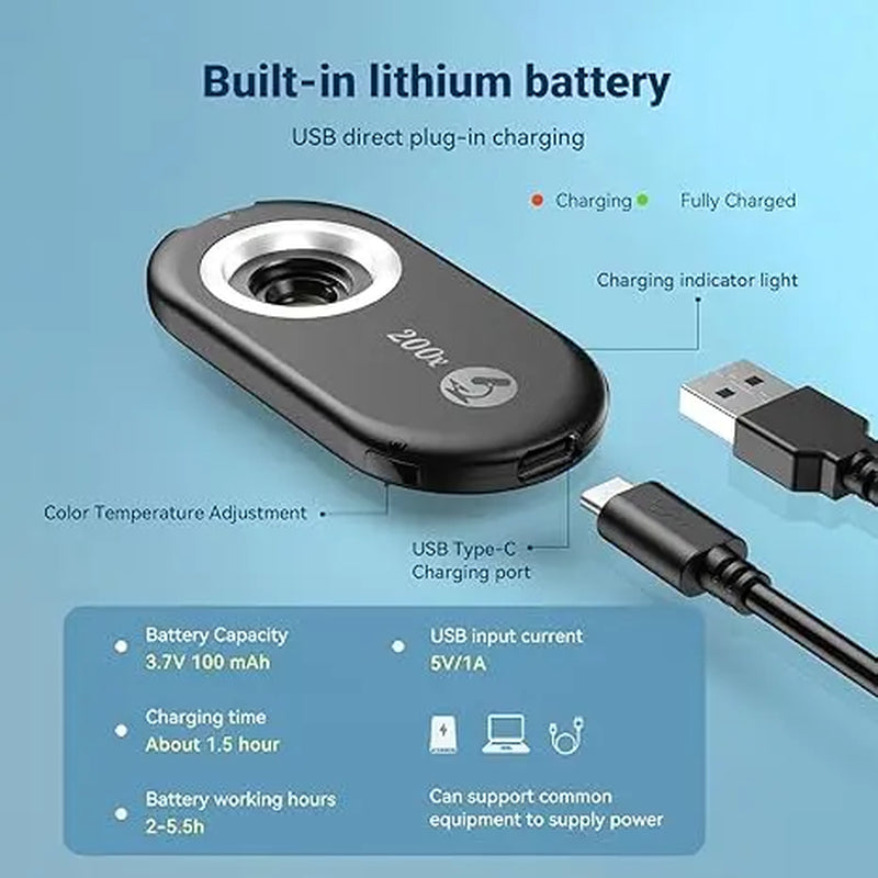 【Holiday Haul】Apexel 200X Mobile Phone Microscope with CPL Lens for Iphone & Android - Portable Pocket Microscope for Industrial Inspection & Nature Observation, Rechargeable Battery, Christmas Gift