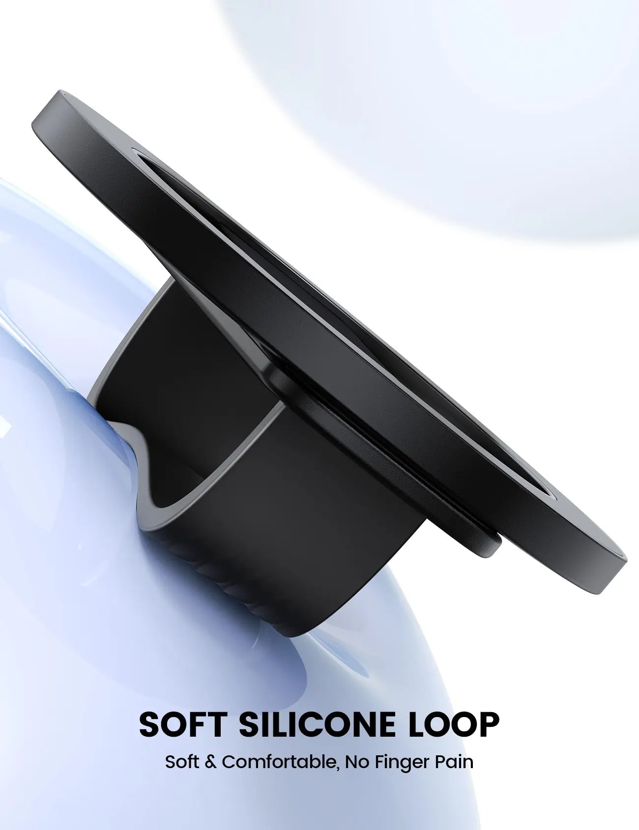 Lamicall Magnetic Phone Grip Holder for Magsafe - [Soft Silicone Loop] Vertical Cell Phone Zinc Alloy Ring Stand Kickstand, Magnet Hand Grip Accessories for Iphone 12-17 Series, Other with Metal Ring