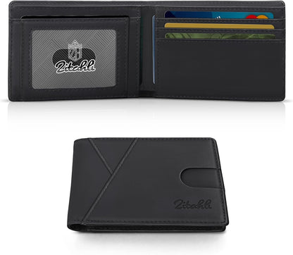 Zitahli Bifold Wallets for Men - Slim RFID Leather Credit Card Holder for 6-11 Cards, Minimalist Thin Wallet with ID Window & Cash Slot,Front Pockt Carteras Para Hombres, Birthday Gifts for Men | Slim