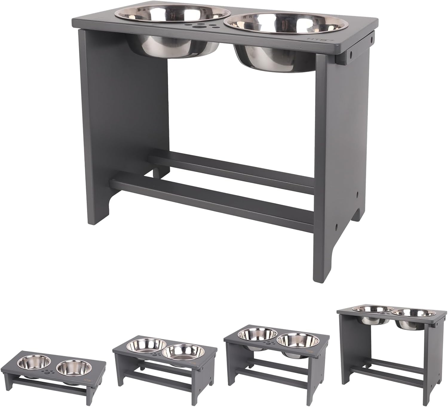 HTB Elevated Dog Bowls,Raised Dog Bowl Stand with 2 Stainless Steel Bowls,Elevated Raised Dog Bowls for Large Medium Small Sized Dogs