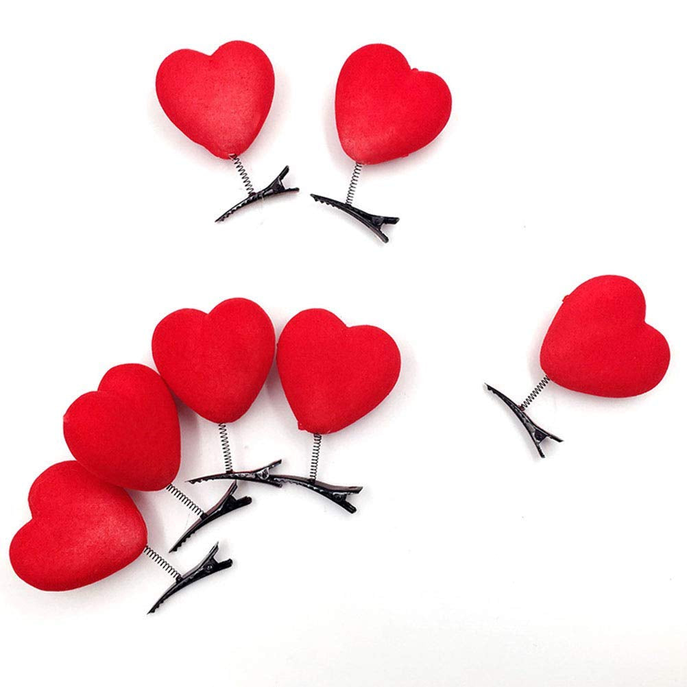 Binaryabc Valentines Day Red Heart Hair Clips Hairpins Head Bopper,Valentines Day Supplies,10Pcs