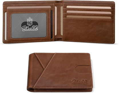 Zitahli Bifold Wallets for Men - Slim RFID Leather Credit Card Holder for 6-11 Cards, Minimalist Thin Wallet with ID Window & Cash Slot,Front Pockt Carteras Para Hombres, Birthday Gifts for Men | Slim