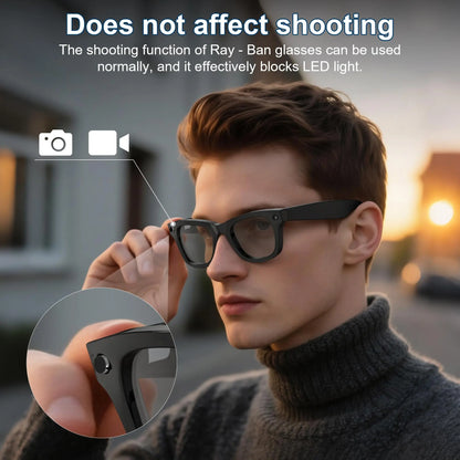 12Pcs LED Light Blocking Stickers Compatible with Ray-Ban Meta Wayfarer/Skyler/Headliner (Gen 2) & Oakley Meta HSTN Smart Glasses Accessories, Low-Tack Restickable Blackout LED Light Covers Sticker