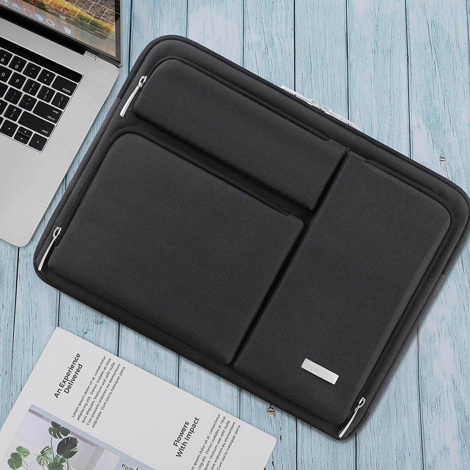Lacdo 360° Protective Laptop Sleeve Case for 14 Inch HP Chromebook 14 / X360 14A / HP Stream 14, Acer Swift / Chromebook 314, 14" Ideapad Chromebook S330 ASUS Dell Portable Laptop Computer Bag, Black
