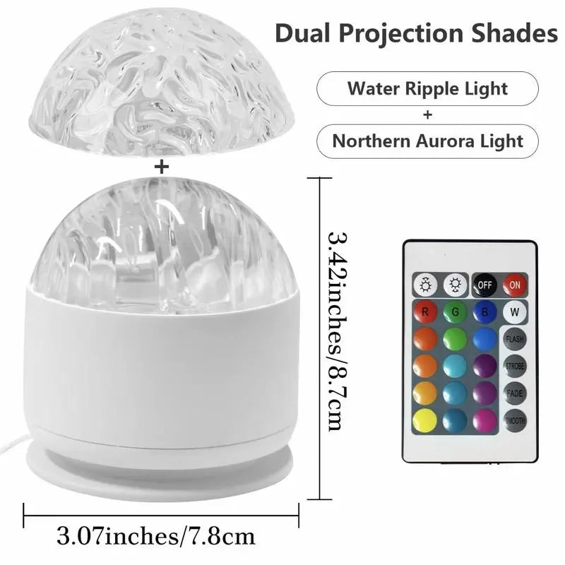 [2026 New Upgrade] 2-In-1 Ocean Wave Projector & Shower Light - 16-Color LED Bedroom Light with 3D Water Ripple Effect, Usb-Powered Remote-Controlled Ambient Light Tiktokshop Limited-Time Flash Sale