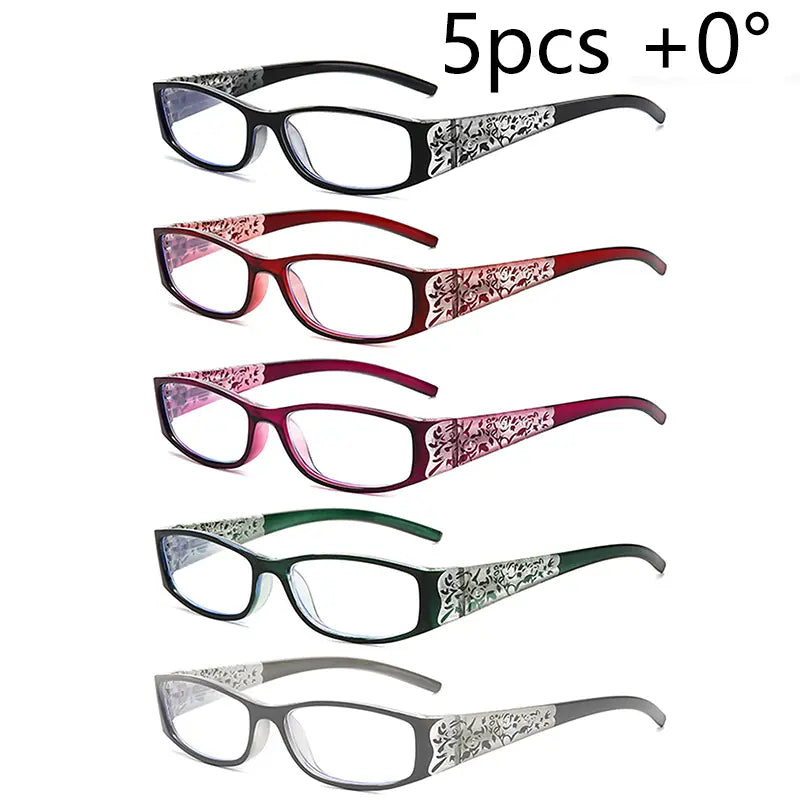 5Pcs Reading Glasses Women Blue Light Blocking Designer Computer Square Reader Spring Hinge Eyewear Lens Fashion Glasses