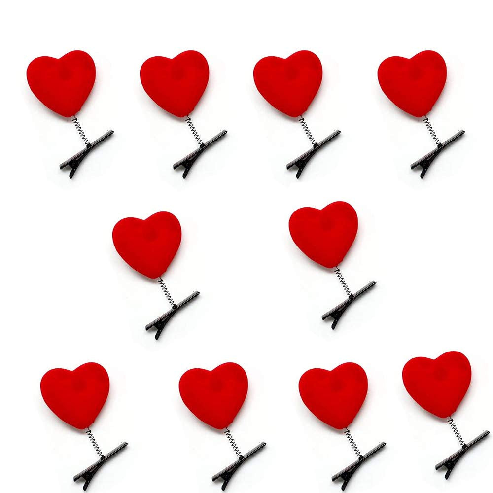 Binaryabc Valentines Day Red Heart Hair Clips Hairpins Head Bopper,Valentines Day Supplies,10Pcs