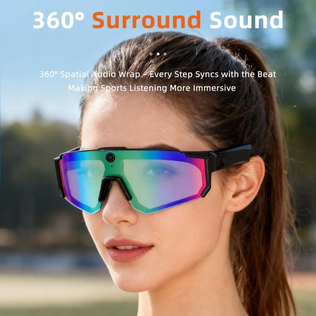 2026 Smart Sports Camera Glasses 32MP HD Bluetooth AI Voice Recognition 160 Languages Polarized UV Protection for Running Cycling Hiking Travel IP54 Resistant