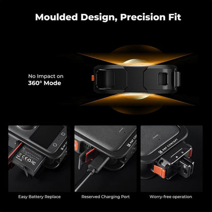 K&F CONCEPT Metal Camera Cage Compatible with DJI Osmo 360 Accessories, Aluminum Alloy Protective Case | with Silicone Lens Cover | Expansion Frame with 2 Cold Shoe Mount | Built-In Charging Contact