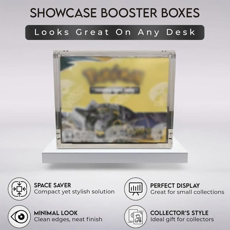 ETB Acrylic Clear Magnetic Display Case, 5Mm Thick Uv-Resistant Display Box, Magnetic Closure Made Easy Top Loading Ultra Boxes for Display Compatible with PKMN Booster Boxes, 1 Count Dustproof and Waterproof Display Box Card Protector(1-Pack)