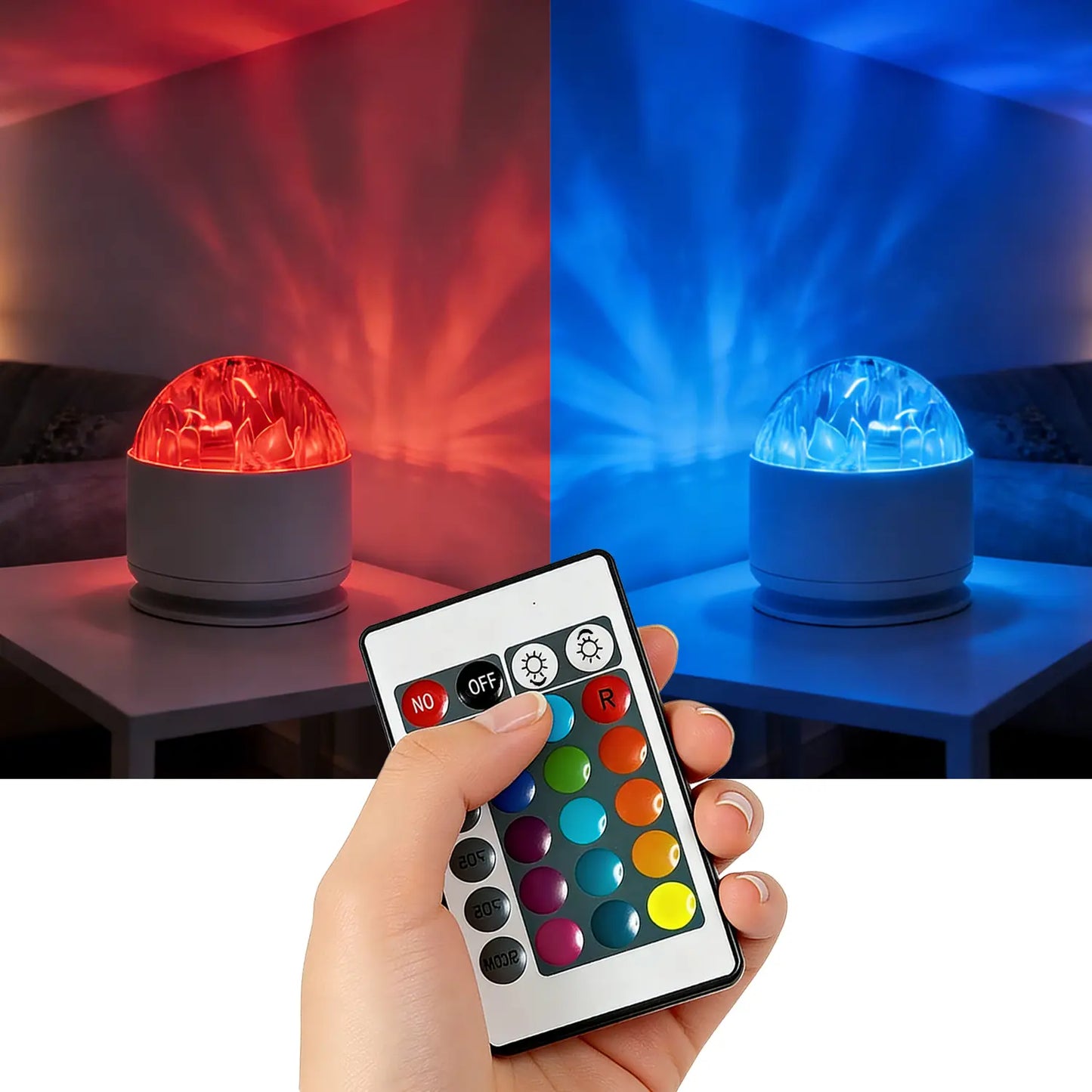 [2026 New Upgrade] 2-In-1 Ocean Wave Projector & Shower Light - 16-Color LED Bedroom Light with 3D Water Ripple Effect, Usb-Powered Remote-Controlled Ambient Light Tiktokshop Limited-Time Flash Sale