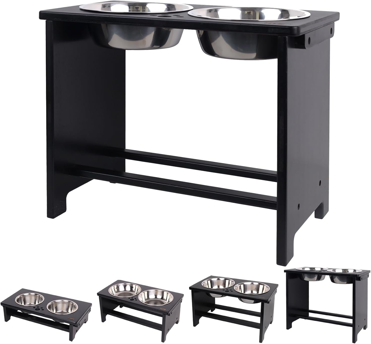 HTB Elevated Dog Bowls,Raised Dog Bowl Stand with 2 Stainless Steel Bowls,Elevated Raised Dog Bowls for Large Medium Small Sized Dogs