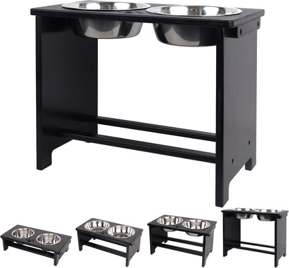 HTB Elevated Dog Bowls,Raised Dog Bowl Stand with 2 Stainless Steel Bowls,Elevated Raised Dog Bowls for Large Medium Small Sized Dogs