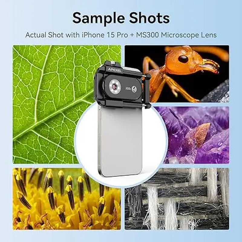 【Holiday Haul】Apexel 200X Mobile Phone Microscope with CPL Lens for Iphone & Android - Portable Pocket Microscope for Industrial Inspection & Nature Observation, Rechargeable Battery, Christmas Gift