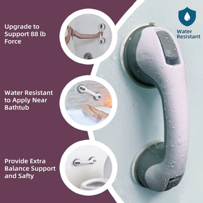 Dual Locking Suction Cup Anti-Slip Shower Safety Handle Toilet Grab Bar for Bathroom Support Elderly Balance Assist Handles