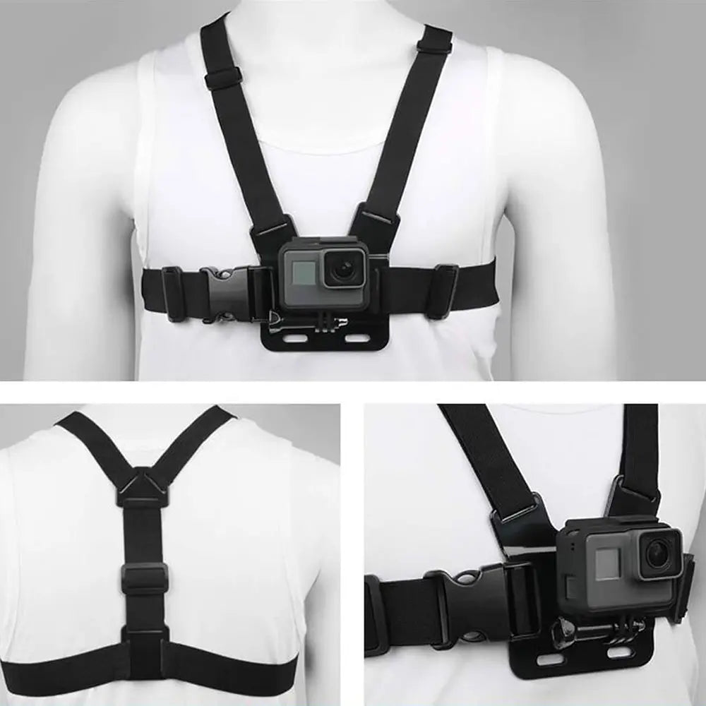 SJCAM 2Pcs Action Camera Accessories Set - Head Strap Mount + Chest Mount Harness, for SJCAM C110Plus/C100Plus/C300/C400/Sj20 SJ4K /Gopro Hero 13 12 11 10 9 8 7 6 5 4/AKASO Ek7000/V50/Brave 7/DJI Action Camera