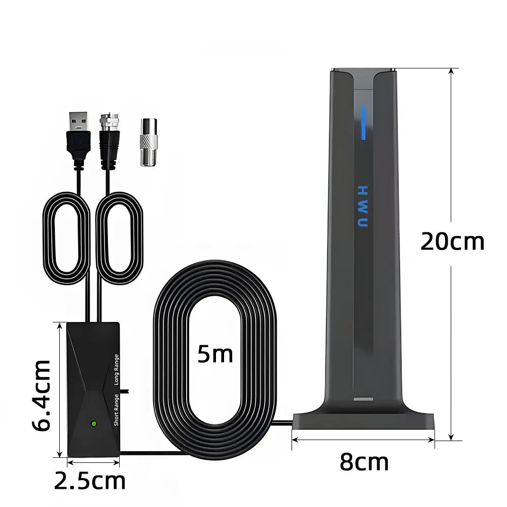 Digital HDTV Antenna Long Range Amplified Indoor TV Antenna with Signal Booster for Free Local Channels Support 1080P 4K Broadcasts Signal Reception May Vary by Area & Strength
