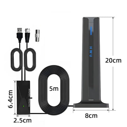 Digital HDTV Antenna Long Range Amplified Indoor TV Antenna with Signal Booster for Free Local Channels Support 1080P 4K Broadcasts Signal Reception May Vary by Area & Strength