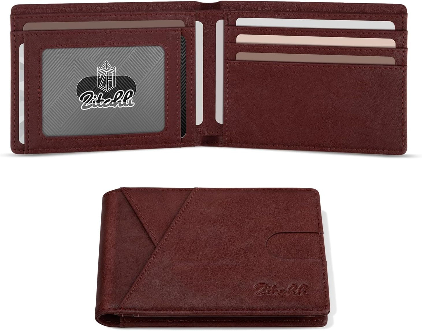 Zitahli Bifold Wallets for Men - Slim RFID Leather Credit Card Holder for 6-11 Cards, Minimalist Thin Wallet with ID Window & Cash Slot,Front Pockt Carteras Para Hombres, Birthday Gifts for Men | Slim