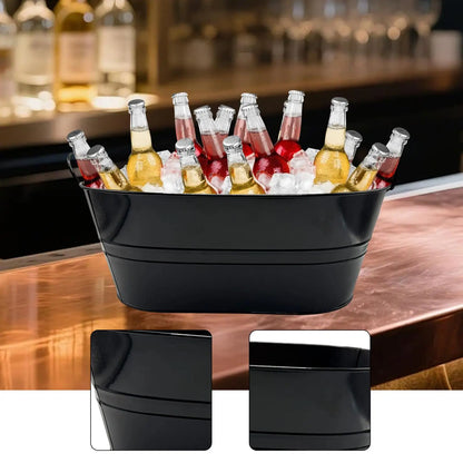 Galvanized Steel Metal Oval Tub Beer Champagne Cocktail Cooler Galvanized Bucket for Home Parties Home Swim Pool Party