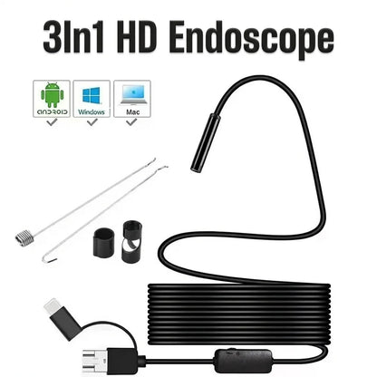 8mm Endoscope Camera 720P HD USB Endoscope With 8 LED 1/2/5/10M Flexible Cable Waterproof Inspection Borescope for Android PC