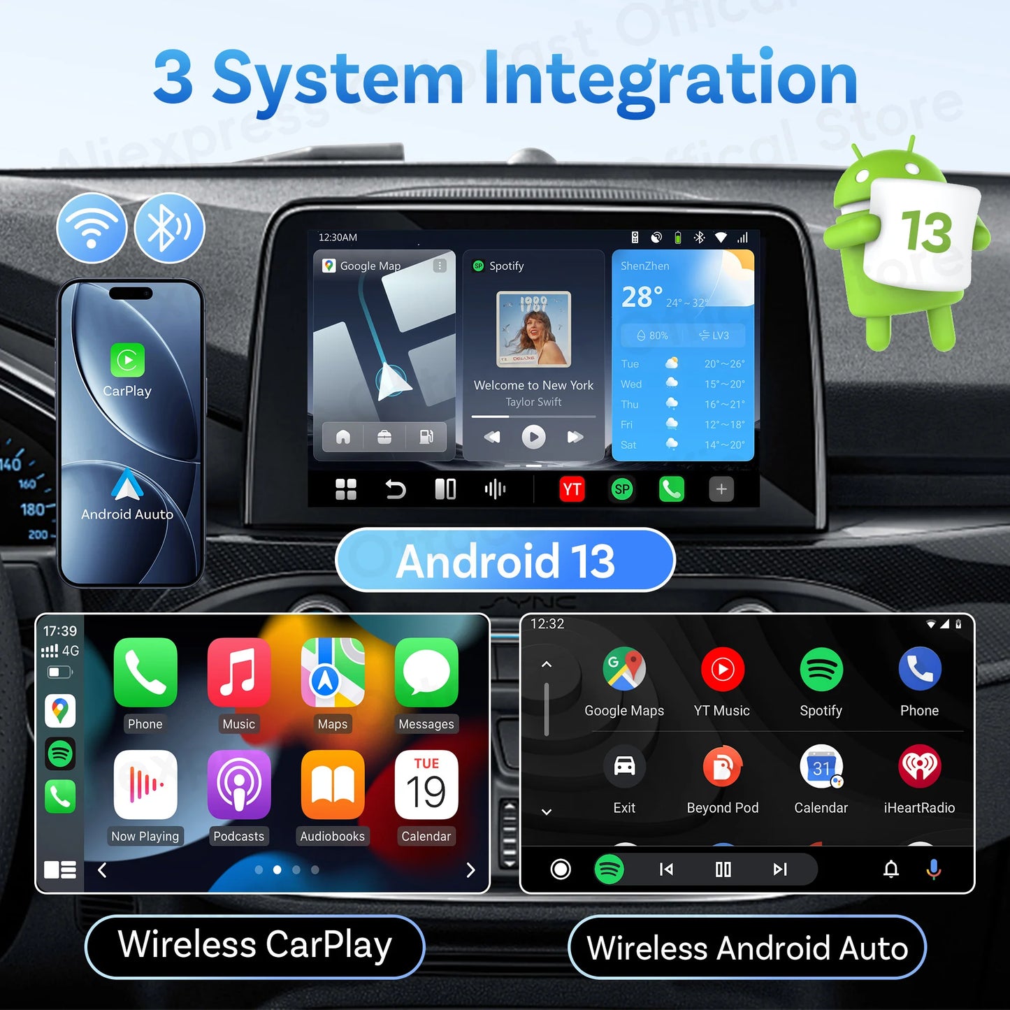 OTTOCAST P3 PRO AI Box Android TV Box for HDMI out Wireless CarPlay Android Auto Car Accessories for Toyota VW Honda Kia Benz