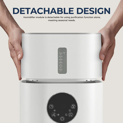 2-in-1 H13 True HEPA Air Purifier & Humidifier Combo, Pet Odor/Smoke/Allergies, 360° Air Intake, Quiet 25dB, 20~50㎡, White