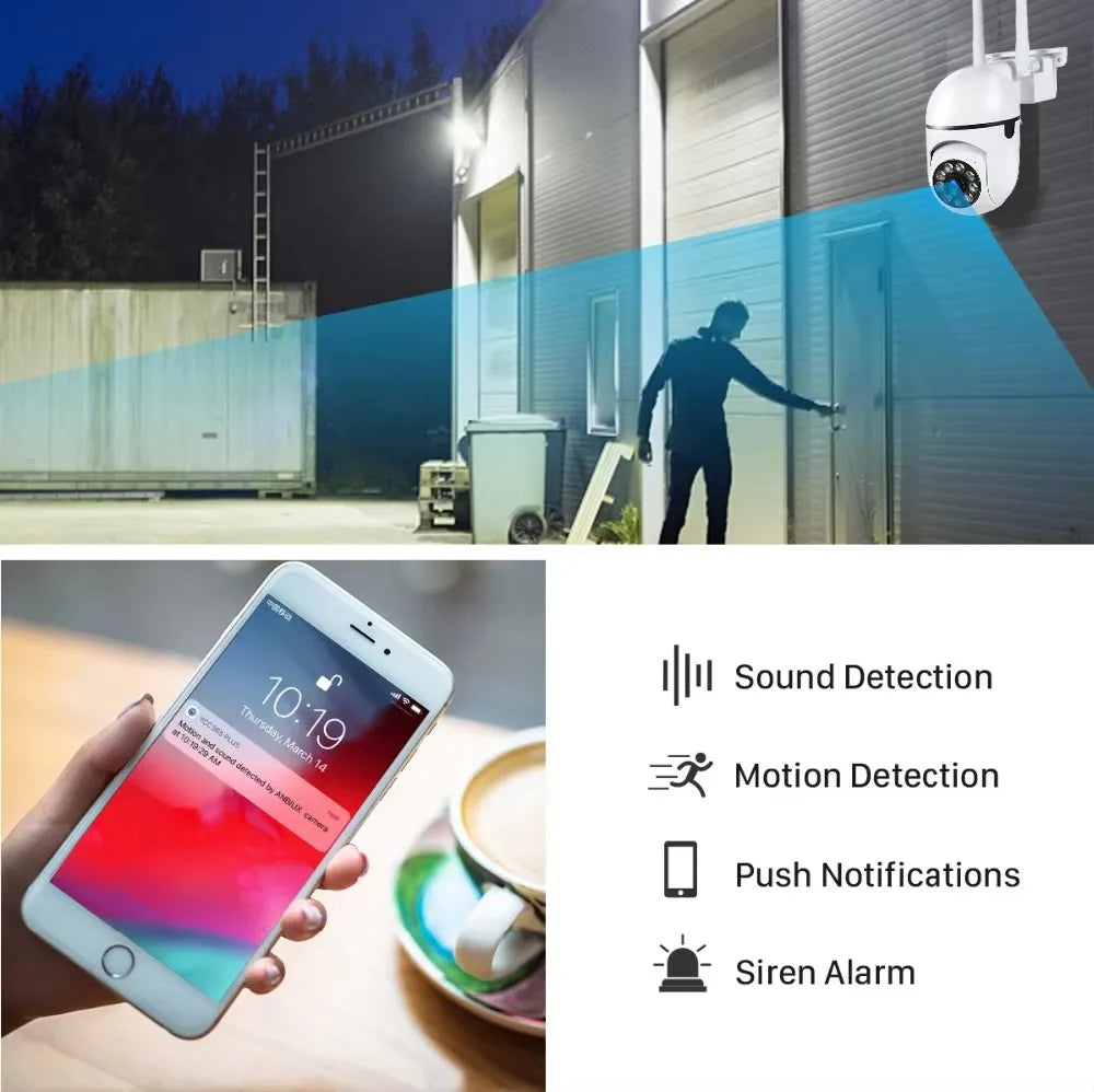 8MP Wifi IP Wireless Security Surveillance PTZ Camera 4X Zoom Cameras Tracking Two-way Audio HD Night Color Cam