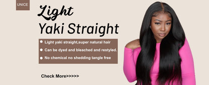 Unice Hair Yaki Straight Hair Bundles 1/3/4 PCS Bundles 100% Human Hair Sew In Quick Weaves Hair Extensions 100G Per Bundle