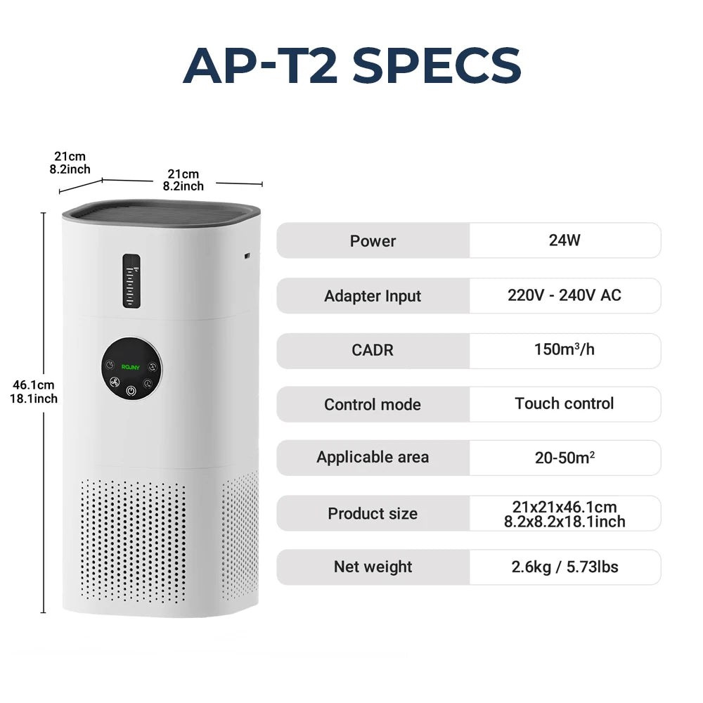 2-in-1 H13 True HEPA Air Purifier & Humidifier Combo, Pet Odor/Smoke/Allergies, 360° Air Intake, Quiet 25dB, 20~50㎡, White