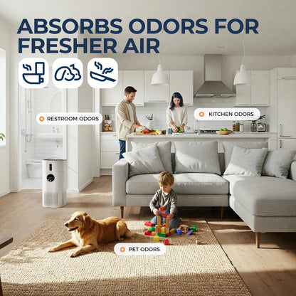 2-in-1 H13 True HEPA Air Purifier & Humidifier Combo, Pet Odor/Smoke/Allergies, 360° Air Intake, Quiet 25dB, 20~50㎡, White