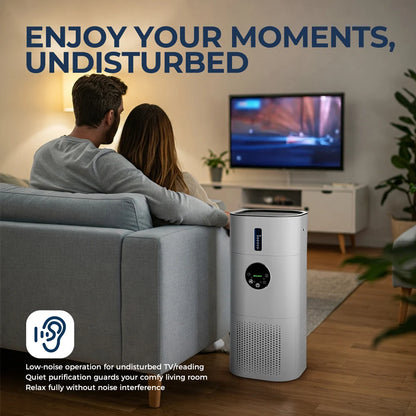2-in-1 H13 True HEPA Air Purifier & Humidifier Combo, Pet Odor/Smoke/Allergies, 360° Air Intake, Quiet 25dB, 20~50㎡, White