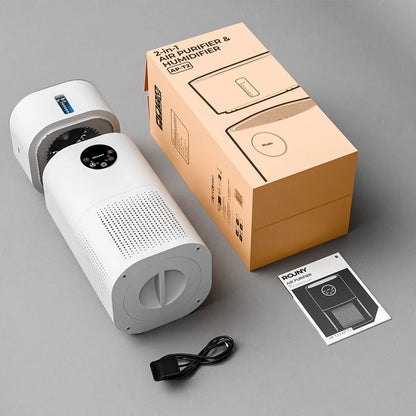 2-in-1 H13 True HEPA Air Purifier & Humidifier Combo, Pet Odor/Smoke/Allergies, 360° Air Intake, Quiet 25dB, 20~50㎡, White